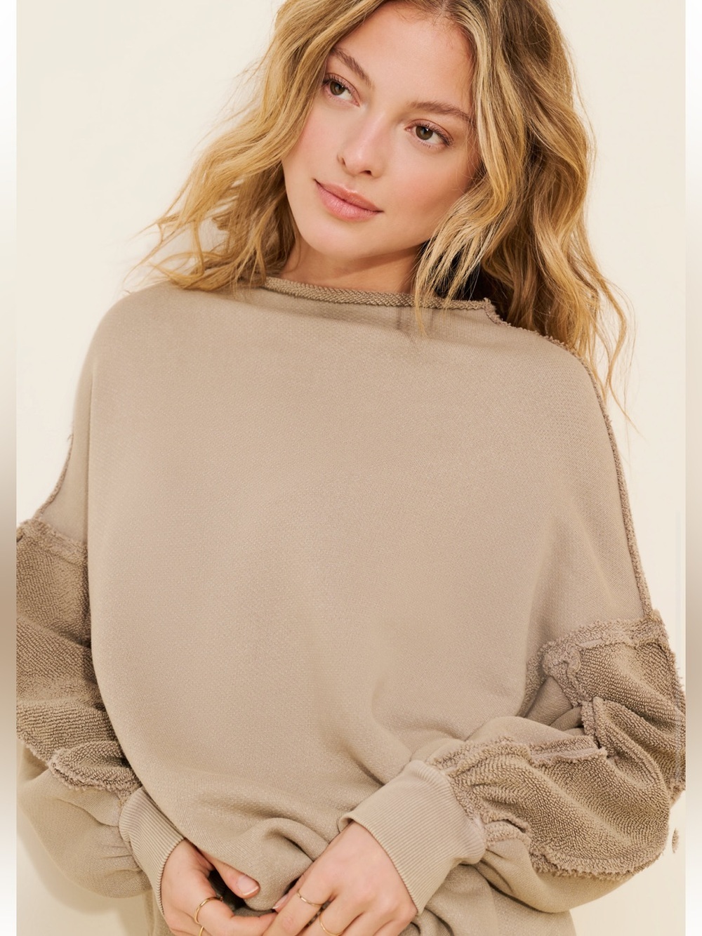 Free People We The Free Romy Roll Neck Sweatshirt Gray Oversized Small NWOT - Picture 4 of 9